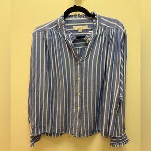 LOFT Striped Ruffle Trim Shirt